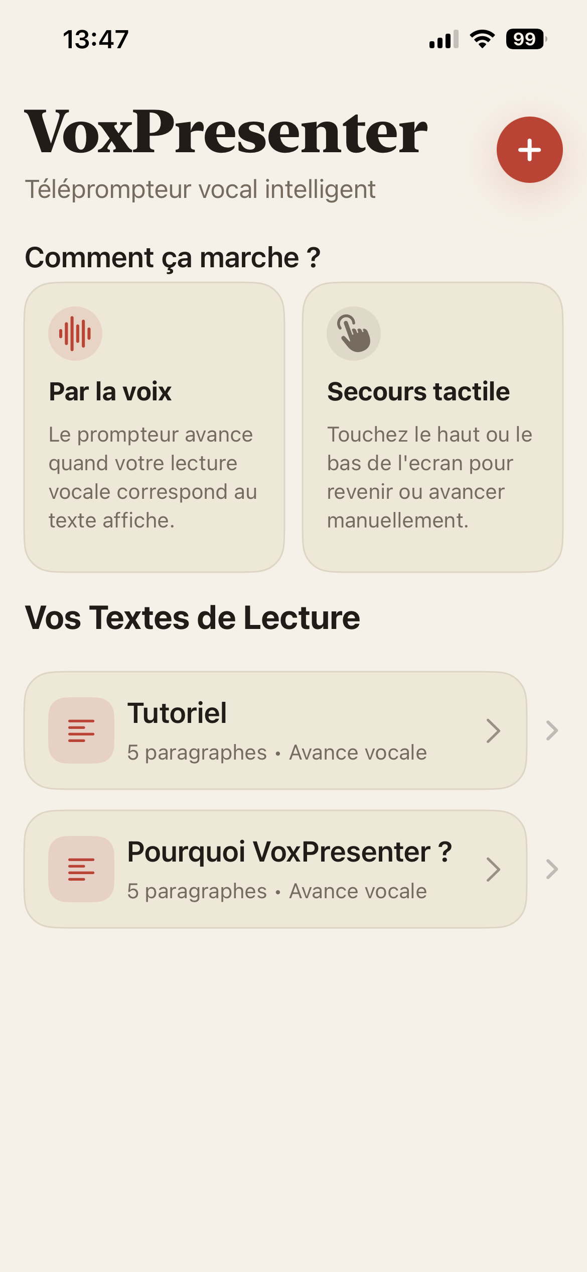 Dashboard VoxPresenter